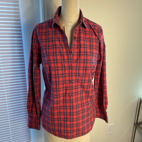 Red plaid JCREW button down - perfrct for fall! - Picture 2 of 4